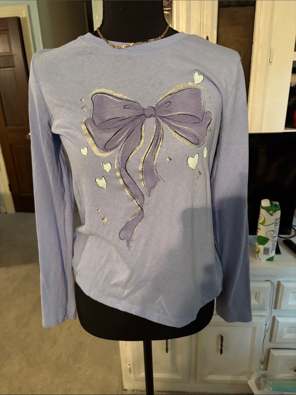 The Children's Place Lavender Long Sleeve Tee with Purple Bow Graphic